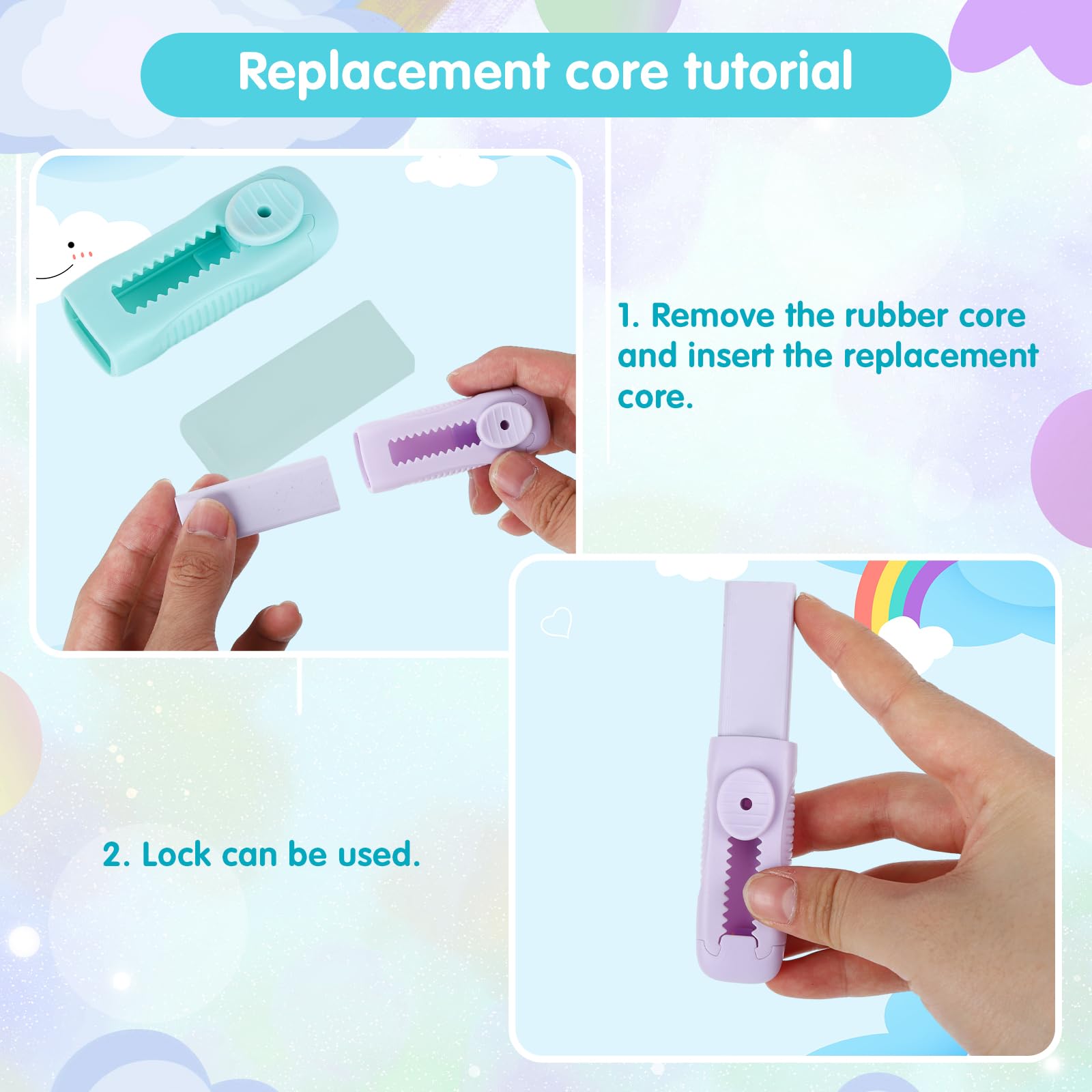 4 Pcs Gommes Rétractables Kawaii, Petit Cadeau Anniversaire