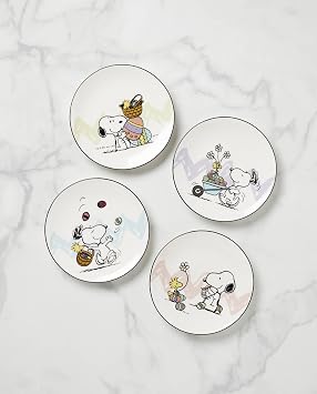 Lenox Snoopy Easter 4-Piece Accent Plates, Appetizer Plate Set for 4