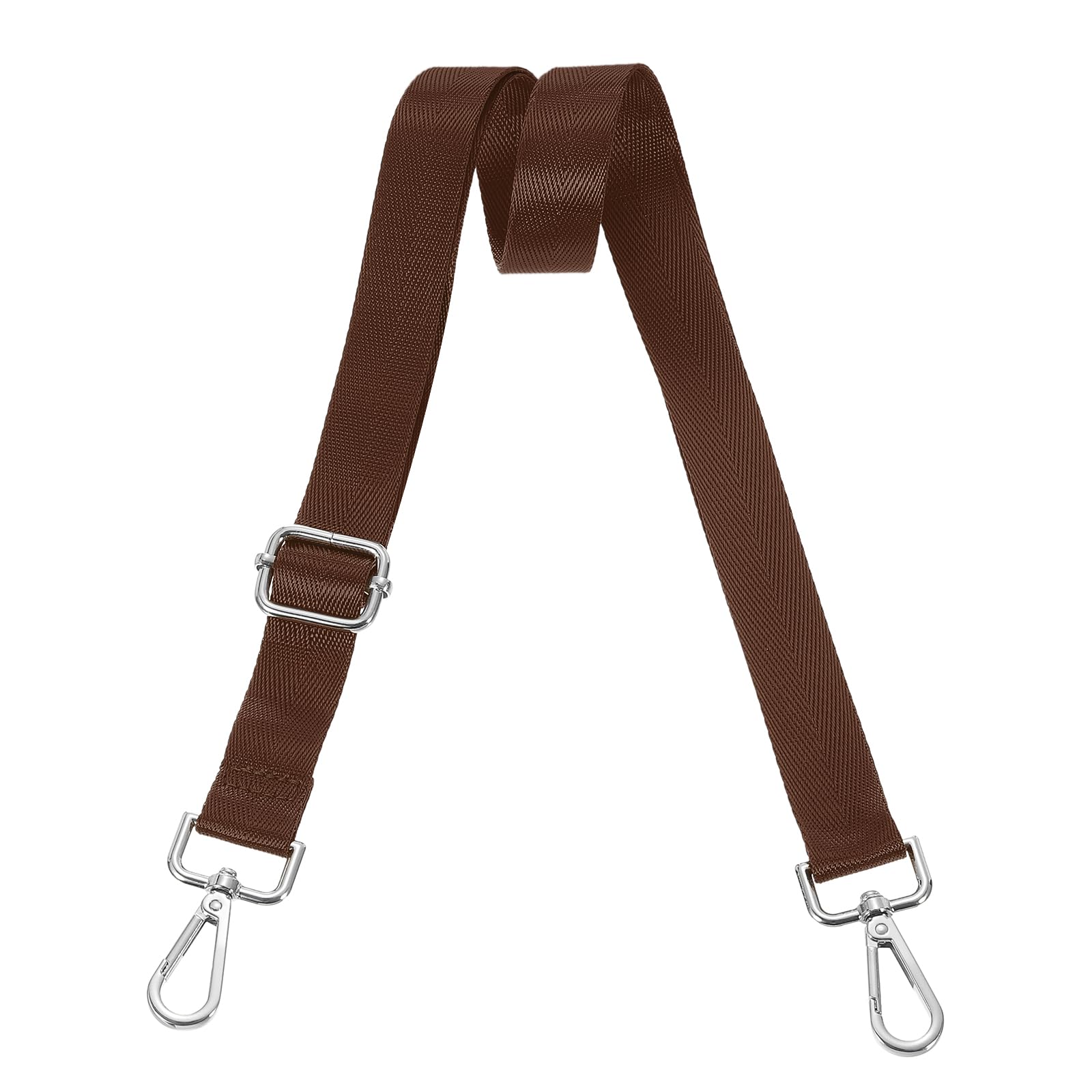 uxcell Wide Shoulder Strap, 2.5cm Adjustable Purse Strap Replacement Crossbody Strap for Shoulder Bag Handbag, Dark Brown, Silver Pull Core Buckle