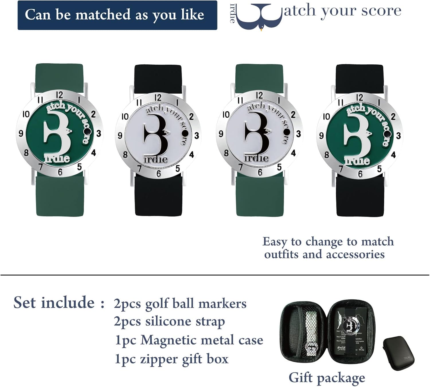 Golf Ball Marker with Golf Stroke Counter Bracelet, Birdie Ball Marker, Golf Accessories for Men and Women, Golf Gifts for Men and Women