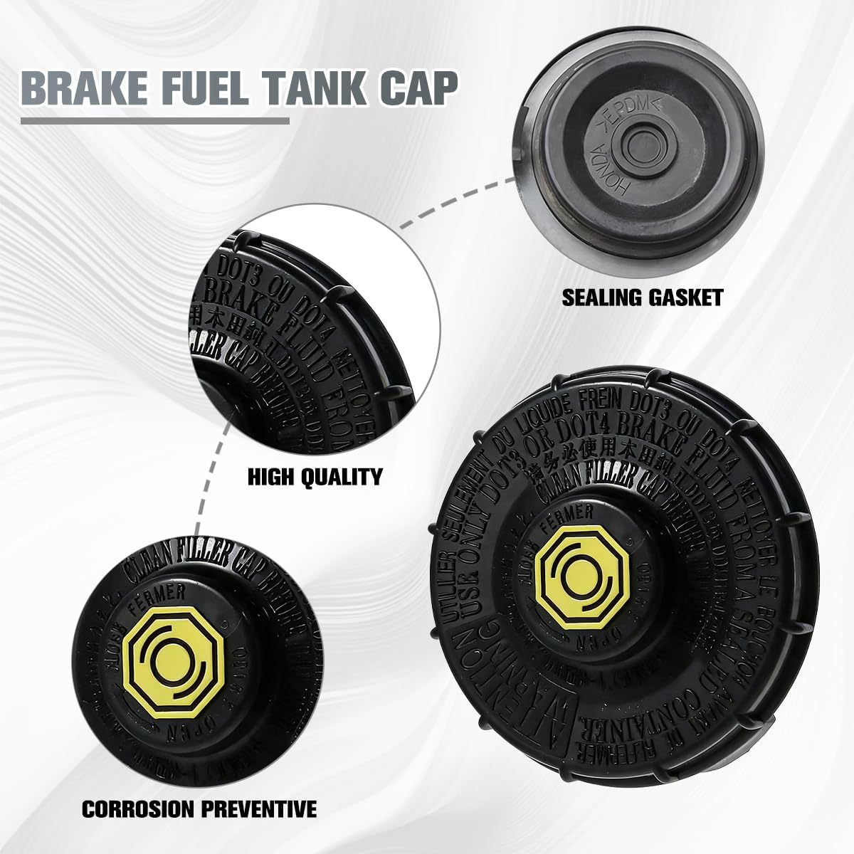 Car Brake Fluid Cap Replacement, OEM# 46662-SLE-J01 Vehicle Brake Master Cylinder Fluid Reservoir Cover, Automotive Replacement, Compatible with Element Civic Insight