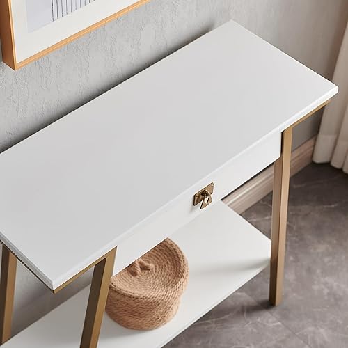 Miniatura 58 de Leick Home 214338 Empiria Mesa consola de madera con marco de metal para sala de estar, entrada, dormitorio, gris Negro lavado,Gris,Mission