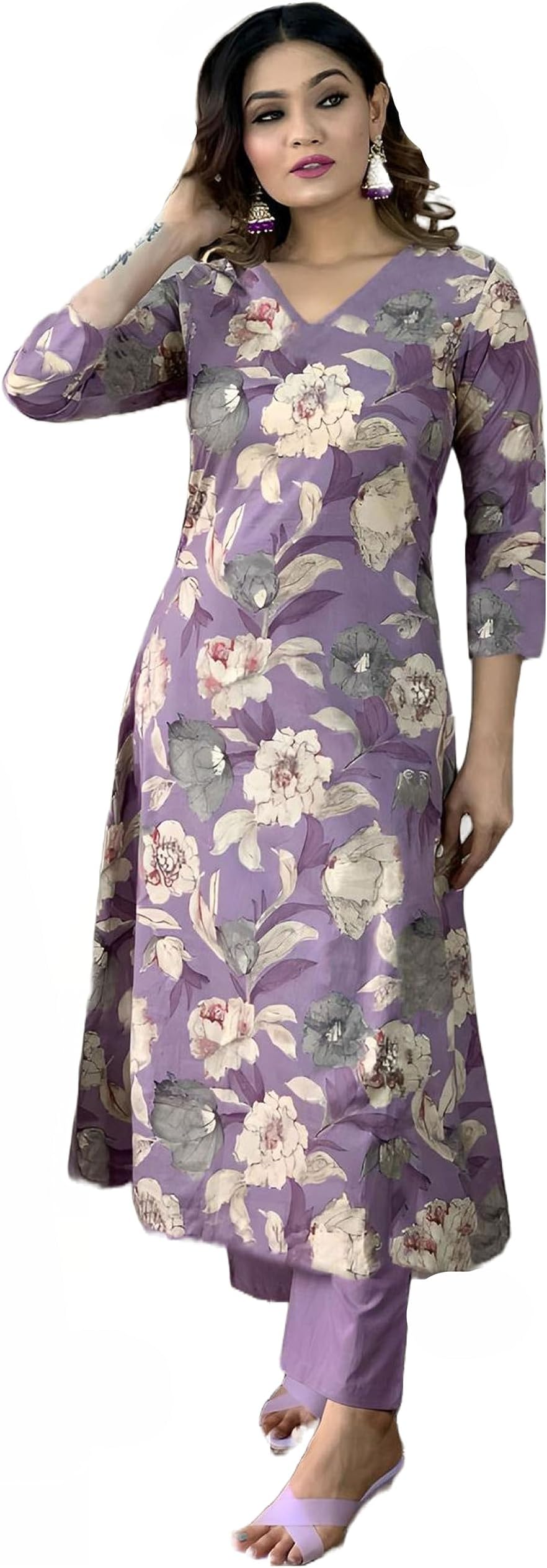 ANNI DESIGNERWomens Rayon Straight Printed Kurta Pant Set