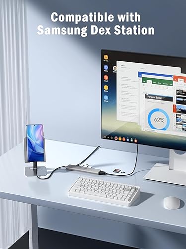 Miniatura 4 de Lemorele Adaptador USB C Hub 7 en 1 con HDMI 4K a 30Hz, carga PD de 100 W, 1 puerto de datos USB3.0 de 5 Gbps, 2 USB 2.0, SDTF, USB C Multipuerto