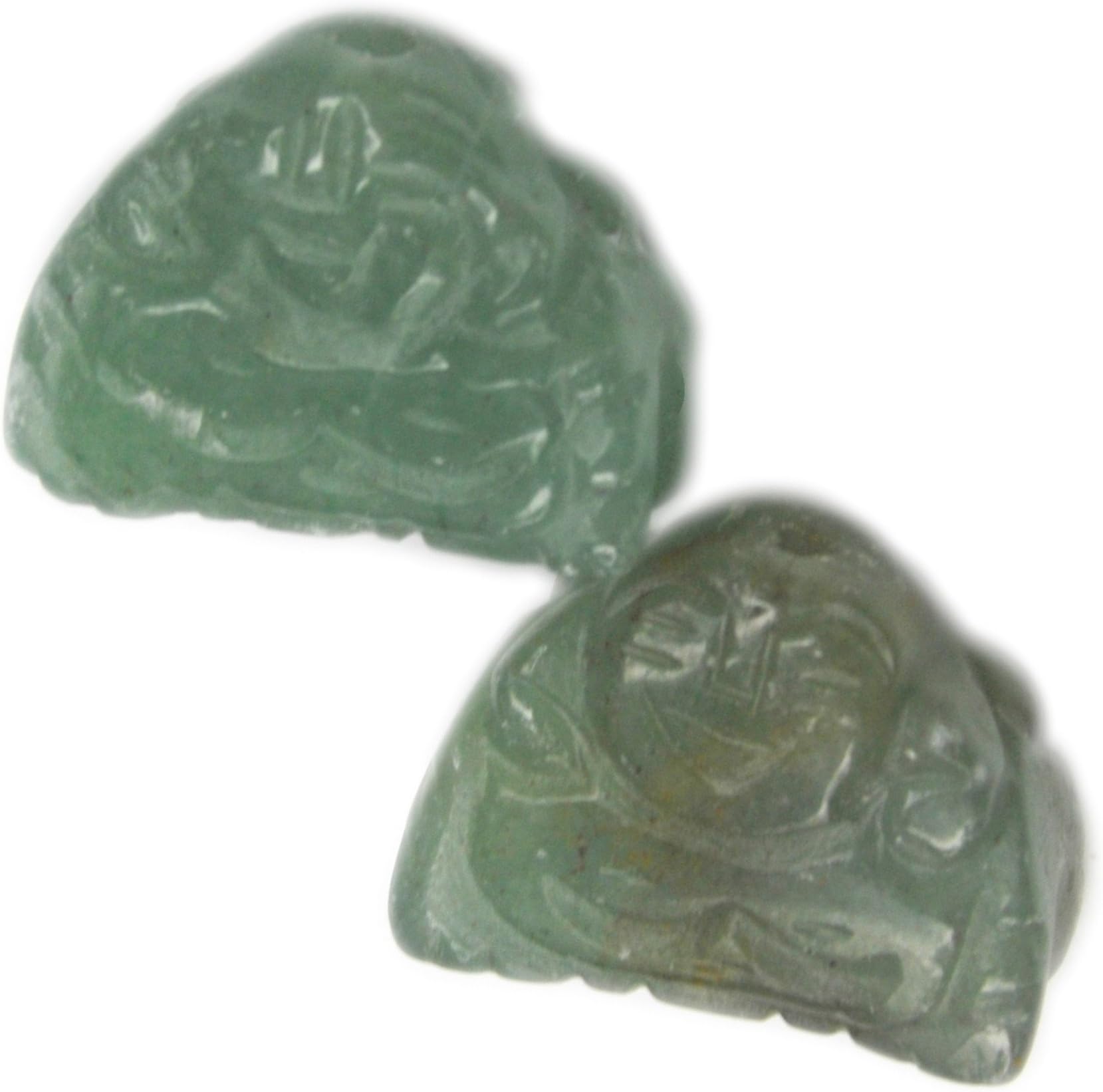 Bead, Green Aventurine Carved Buddha Beads 18x12mm (2)
