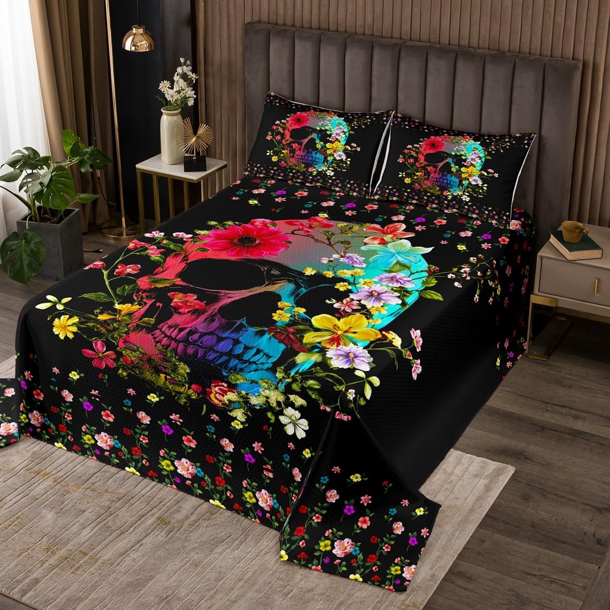 Manfei St. Patrick's Day Bedspread Queen Size, Lucky Clovers Quilted Coverlet with 2 Pillowcases, Green Shamrocks Coverlet Set 3pcs for Kids Boys Adults Room Decor, Soft Polyester Bedding Quilt