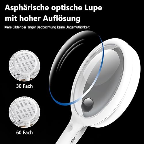 Miniatura 4 de Lupa con luz, lupa LED para leer, lupa recargable por USB con luz para trabajo cercano, 3 modos de lupa de joyeros para personas mayores, niños,