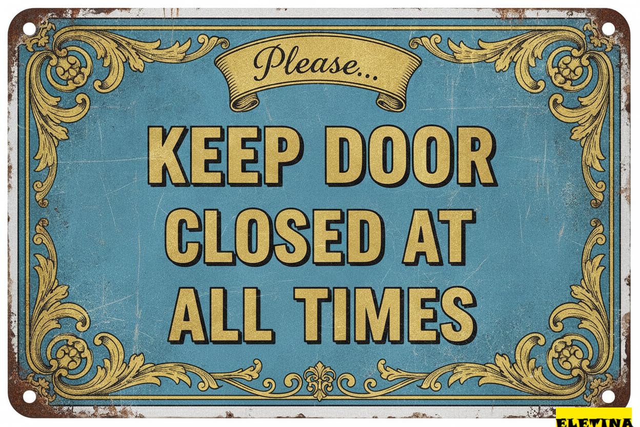 Please Keep Door Closed At All Times Aluminum Warning Sign Weather Resistant UV Protected Home Gate Garden 8x12in
