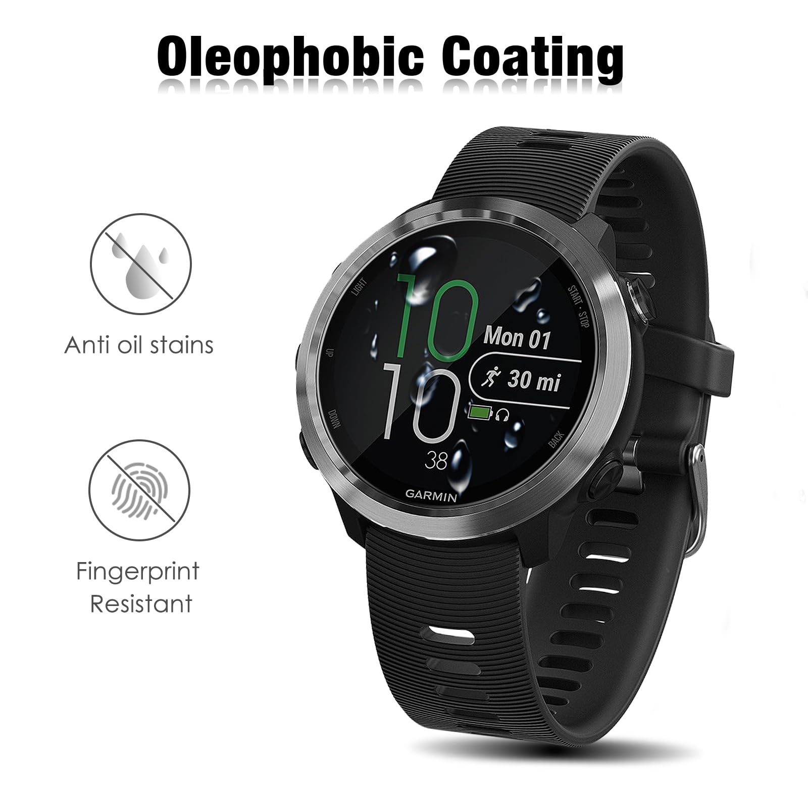 Youniker 3 Pezzi Pellicola In Vetro Temperato Per Garmin Forerunner 45 E 45S – Protezione Schermo 9H Anti-graffio E Anti-impronte - 3