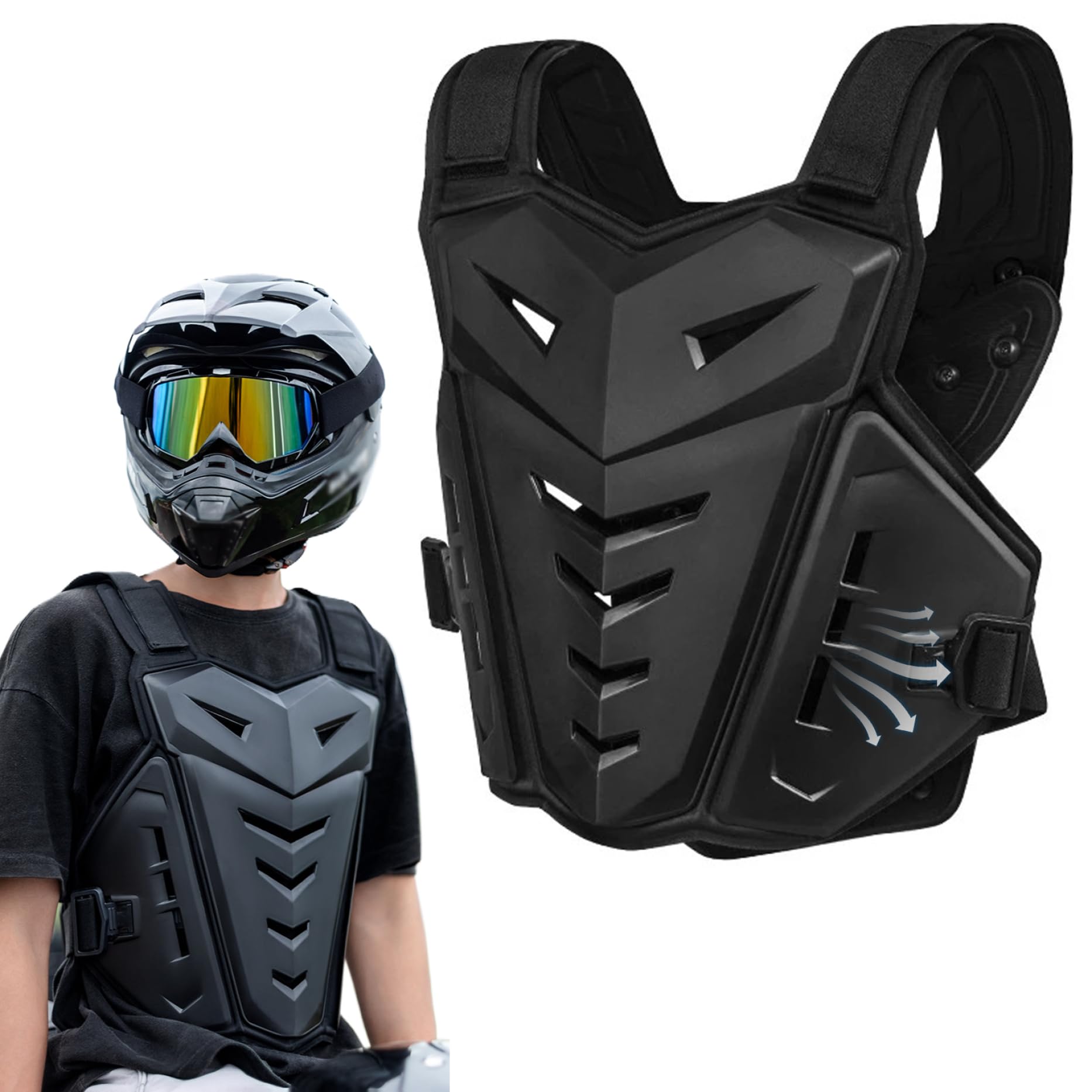 Armatura per Antiurto Armatura per Gilet Petto Regolabile Traspirante Petto Protettore per la Schiena Attrezzatura per Bici da Sporcizia per Uomo Mountain Bike da Corsa Fuoristrada, Gilet
