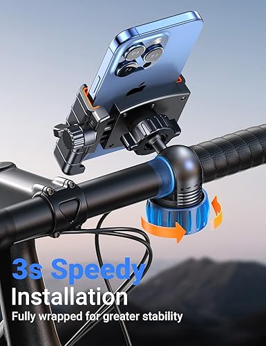 Miniatura 4 de Coolpow Soporte para teléfono de bicicleta compatible con cámara y bloqueo de 1s, soporte para teléfono de motocicleta, soporte giratorio de 360