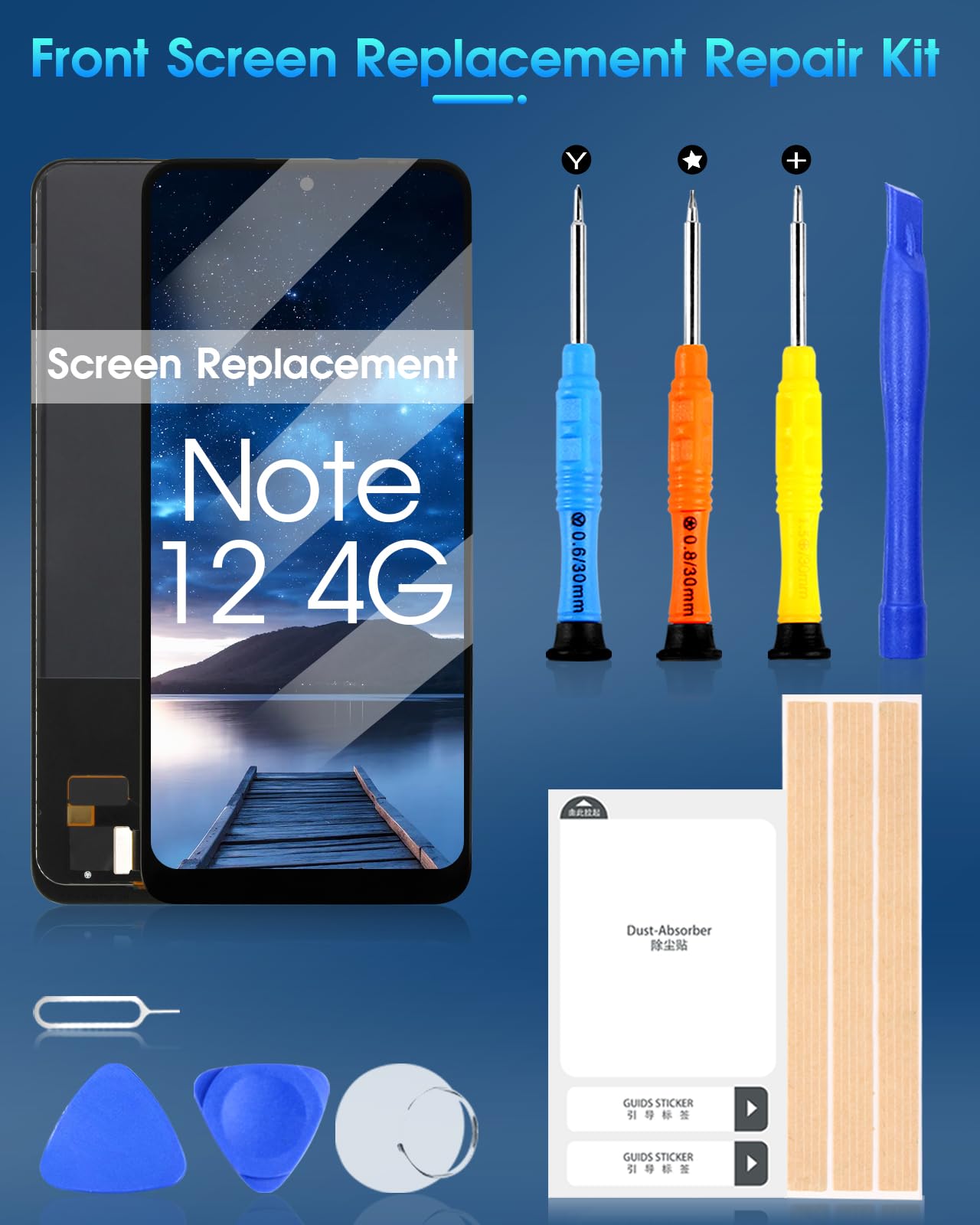 ARSSLY LCD Schermo per Xiaomi Redmi Note 12 4G​, LCD Display per Redmi Note12 4G 23021RAAEG 23021RAA2Y 23027RAD4I 23028RA60L, Display Touch Screen Digitizer Ricambio Assembly + Riparazione Kit (Nero)