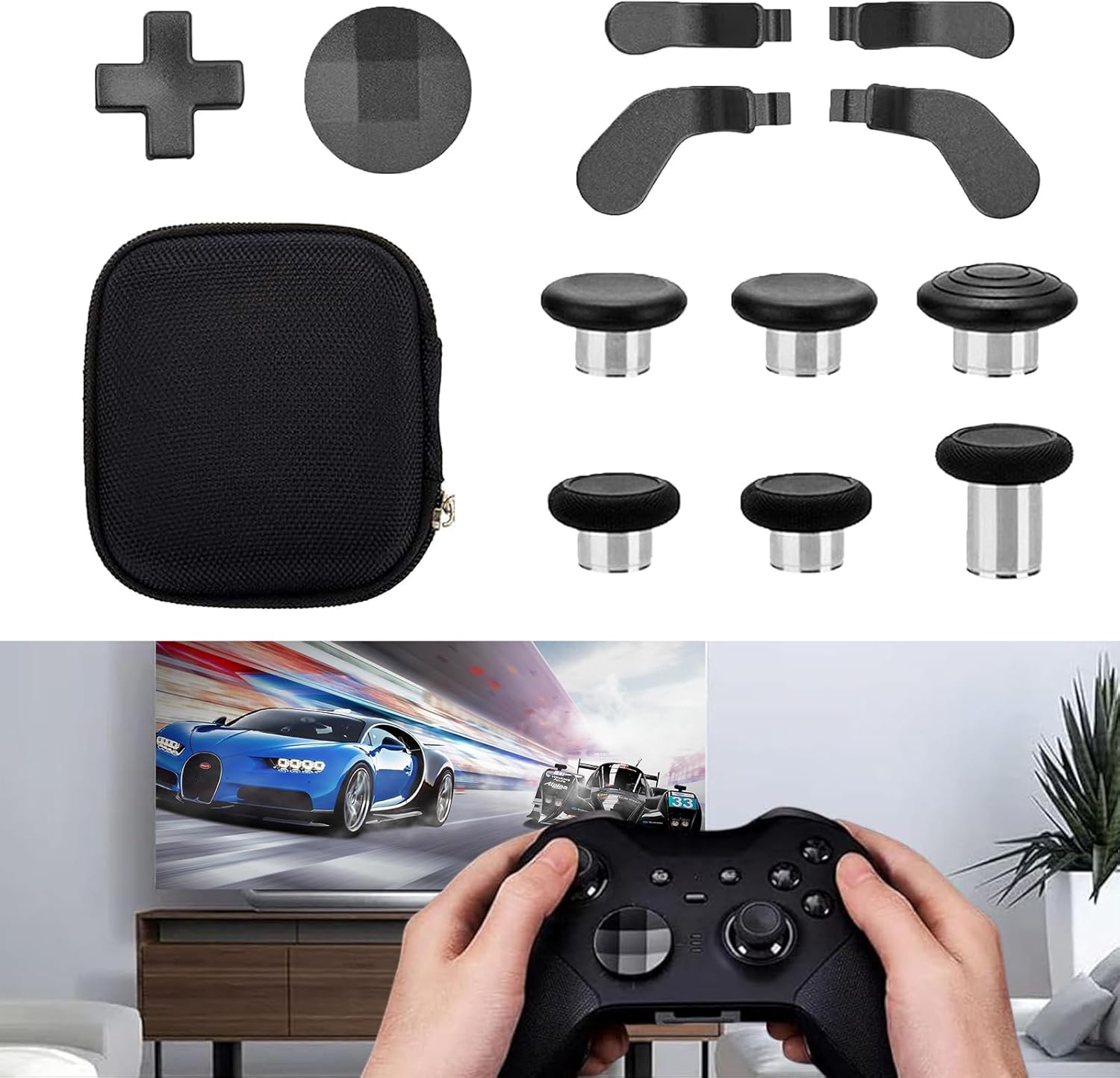 13 in 1 Metal Thumbsticks for Xbox Elite Controller Series 2 Accessories Kit For Xbox One Elite Series 2 Controller For Xbox Controller Elite Elite Series 2 Controller Paddles Trigger Buttons