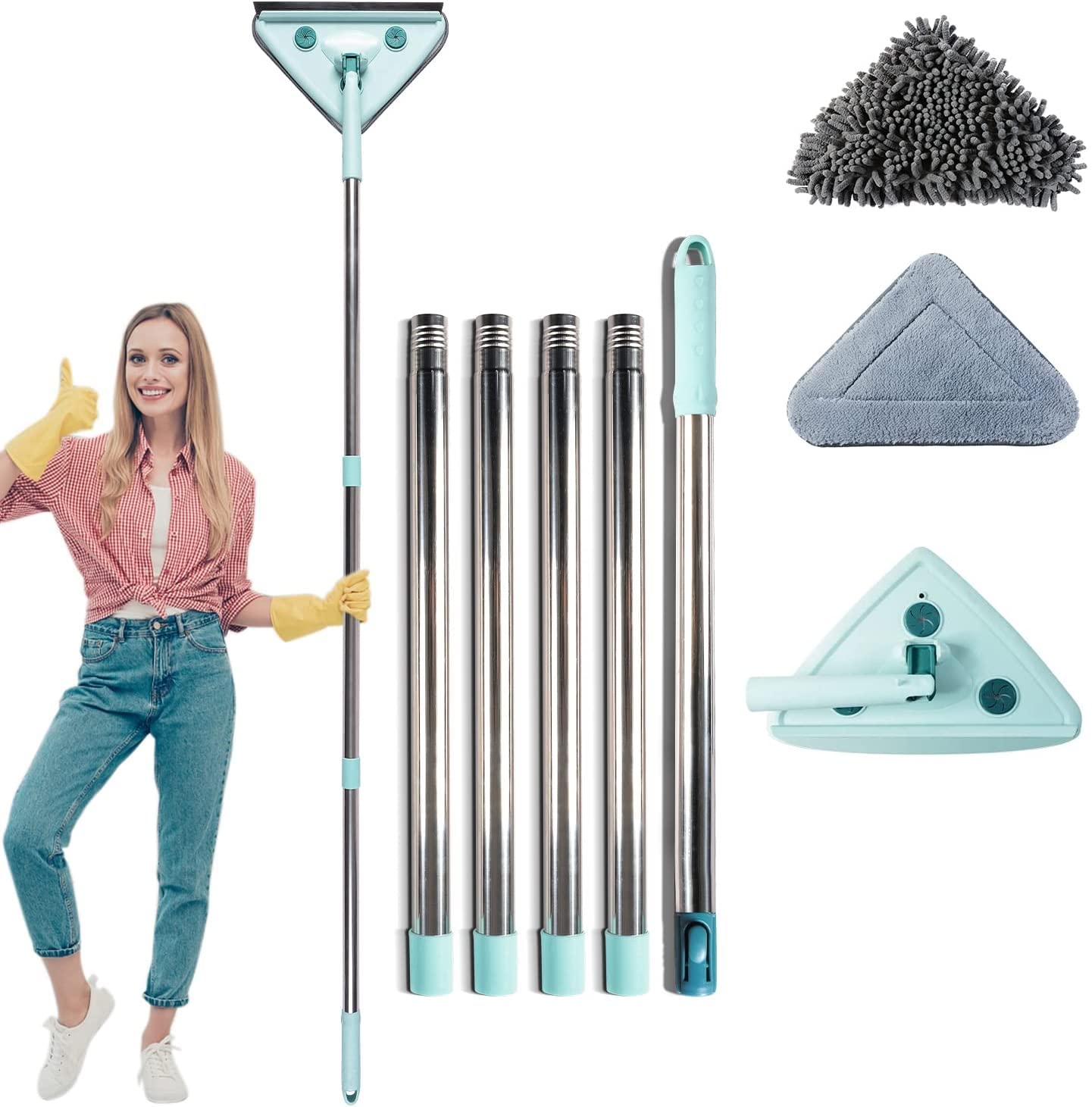 Luteti 75 Inch Wall Cleaner Mop with Long Handle - Baseboard Cleaner Tool Duster for Wall Washer Cleaning Ceiling Window Floor, with Extension Pole 39" to 75", 2 Replacement Microfiber Chenille Pads (B0BNBQMS6F) Amazon Price History, Amazon Price Tracker