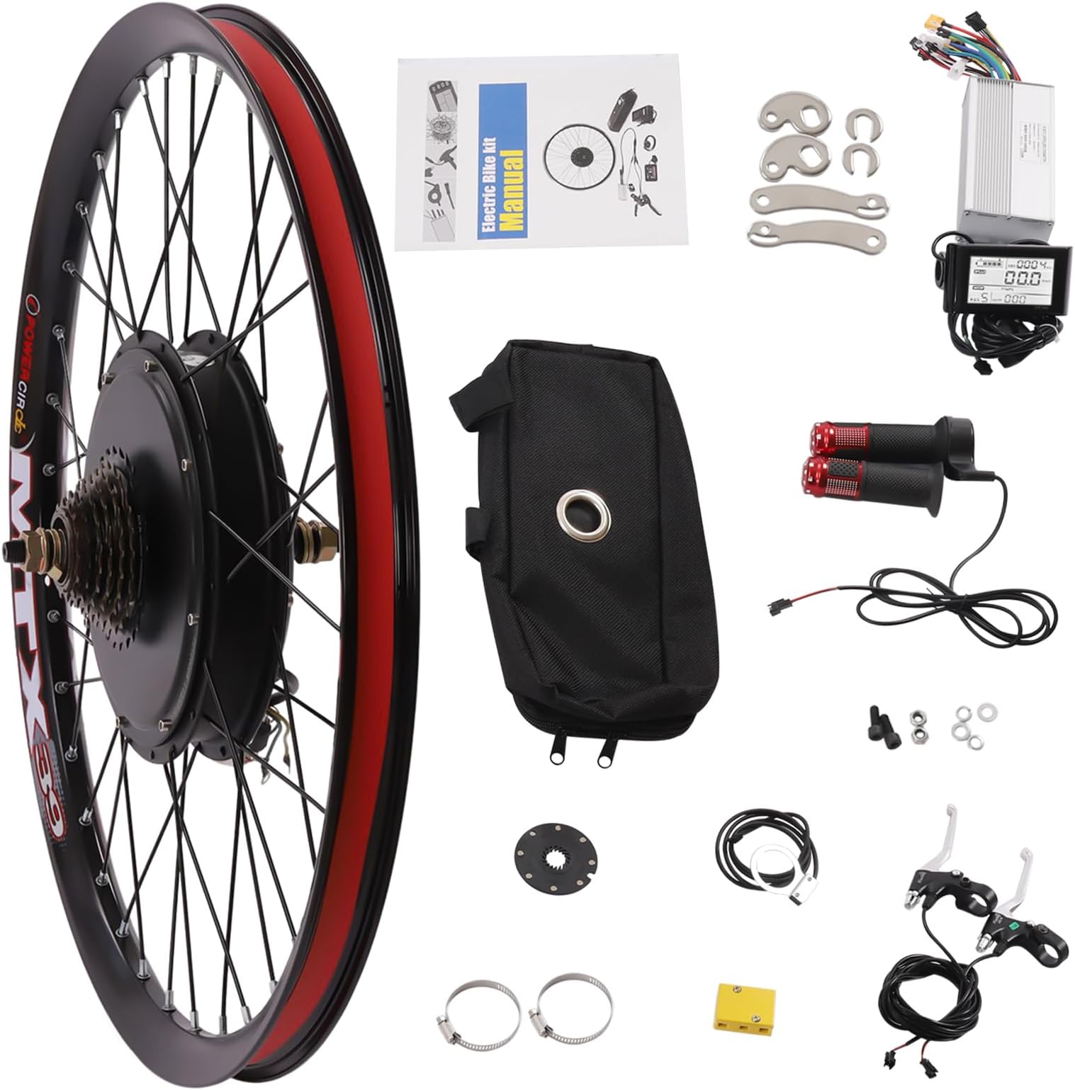 Electric Bicycle Kit, 72V 2000W E-Bike Rear Wheel Hub Motor with Mutifunction LCD Display & Pedal Assistant Sensor, 60N.M 7-Speed Flywheel E-Bike Conversion Set US Stock