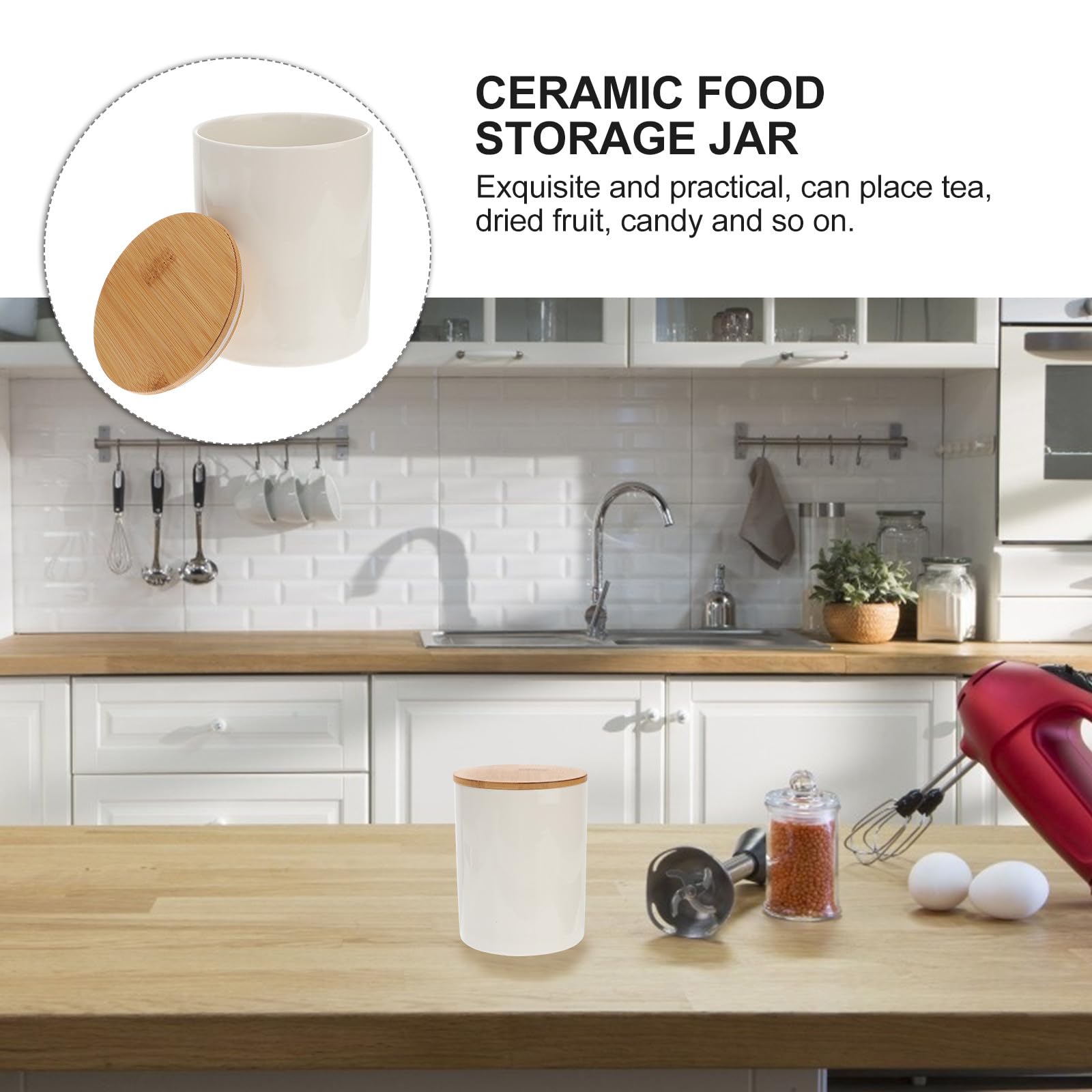 Abaodam Contenitore Alimentare Ermetico in Ceramica Bianco Coperchio Sigillato per Conservazione Tè e Caramelle a Casa in Negozio
