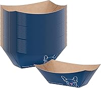 Vista 31 de Bio Tek Botes de papel de 4 onzas, 400 bandejas desechables #25 para alimentos, forro de polietileno, canastas de alimentos de papel turquesa