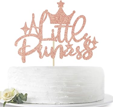 A Little Princess Cake Topper, Happy Birthday Cake Decor for Girls, Baby Shower/Gender Reveal Party Decoration Supplies, Rose Gold Glitter
