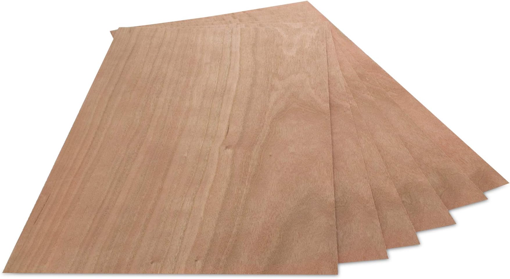 WoodPress® Real Cherry Wood Veneer - Pack of 6 Sheets - A4 Size (apx. 21cm x 29cm) - Veneer for Marquetry, Model Making & Furniture Repair