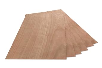 Real Cherry Wood Veneer, A4 Size, Pack of 6 Sheets