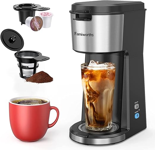 Famiworths Iced Coffee Maker, Hot and Cold Coffee Maker Single Serve