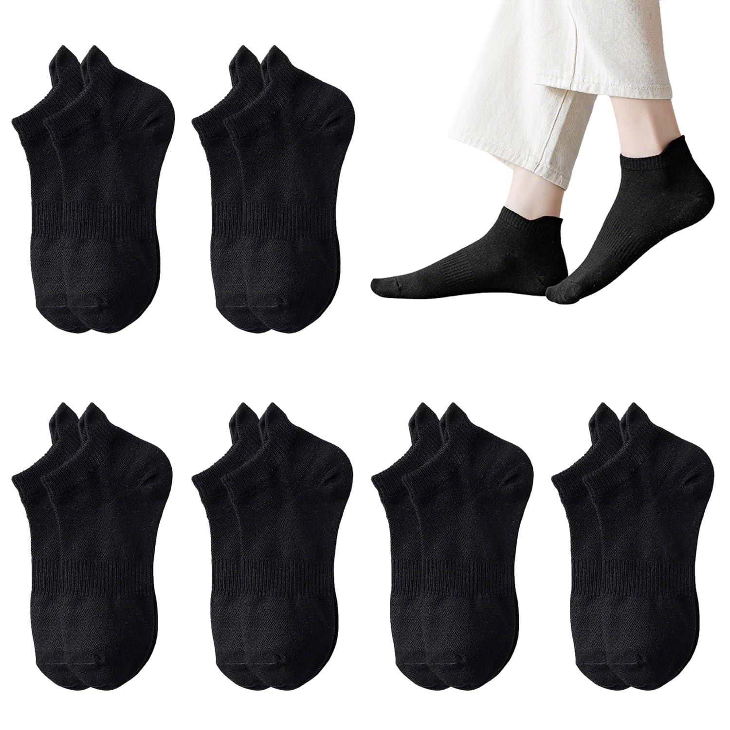 Enreluya 6 Paar Sneaker Socken Herren, Kurz Sportsocken Laufsocken, Atmungsaktive Mesh Halbsocken, Antibakterielle Sommer Knöchelsocken, Sneakersocken Herrensocken, No Show Socken