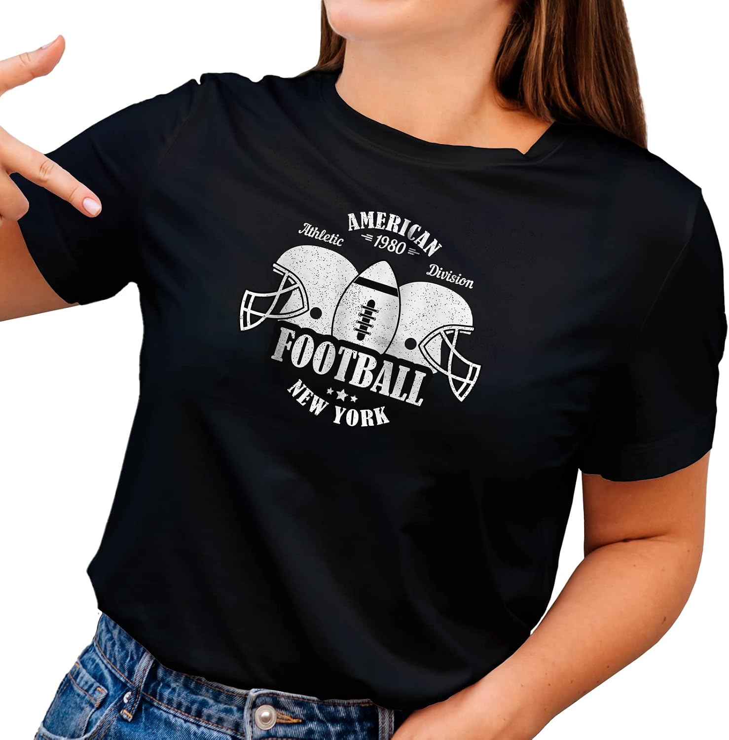 GotPrint Unisex American Football Jersey Shirt | 1980 New York Athletic Division Tee for Men, Women | Casual Graphic T-Shirt