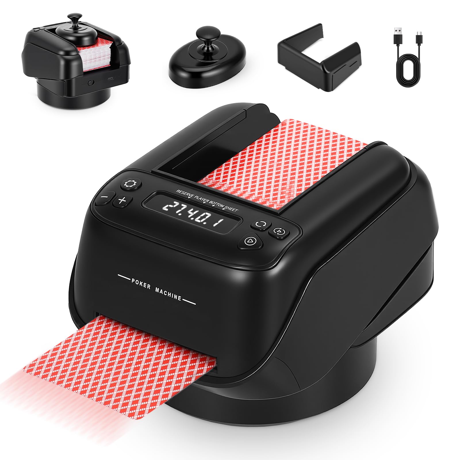 Distributeur de Cartes Automatique, 2–8 Joueurs, Rotation 360° pour 1–4 Jeux, Modes de Jeu Intégrés, Rechargeable & Silencieux pour Poker, UNO, Phase 10