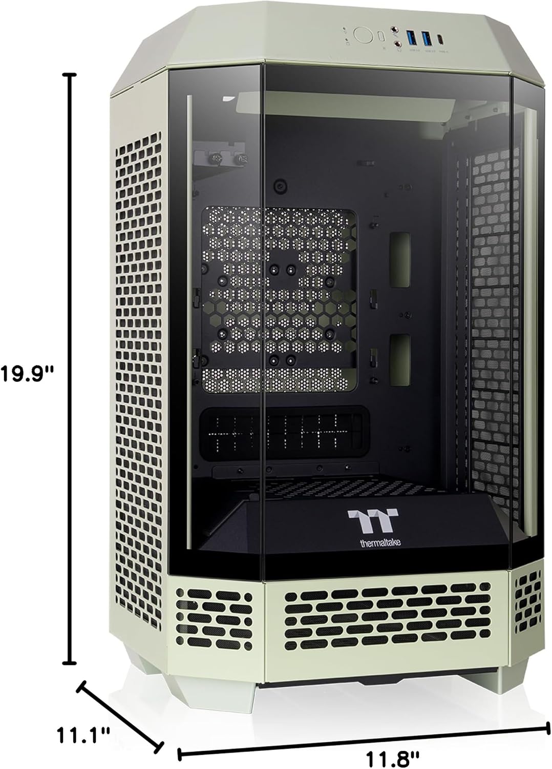 Thermaltake Tower 250 Matcha Green Mini-ITX Mini Tower; 2x120mm CT Fans Included; 360mm Radiator Support; 360mm GPU Clearance; Dual Chamber; CA-1Z9-00SEWN-00