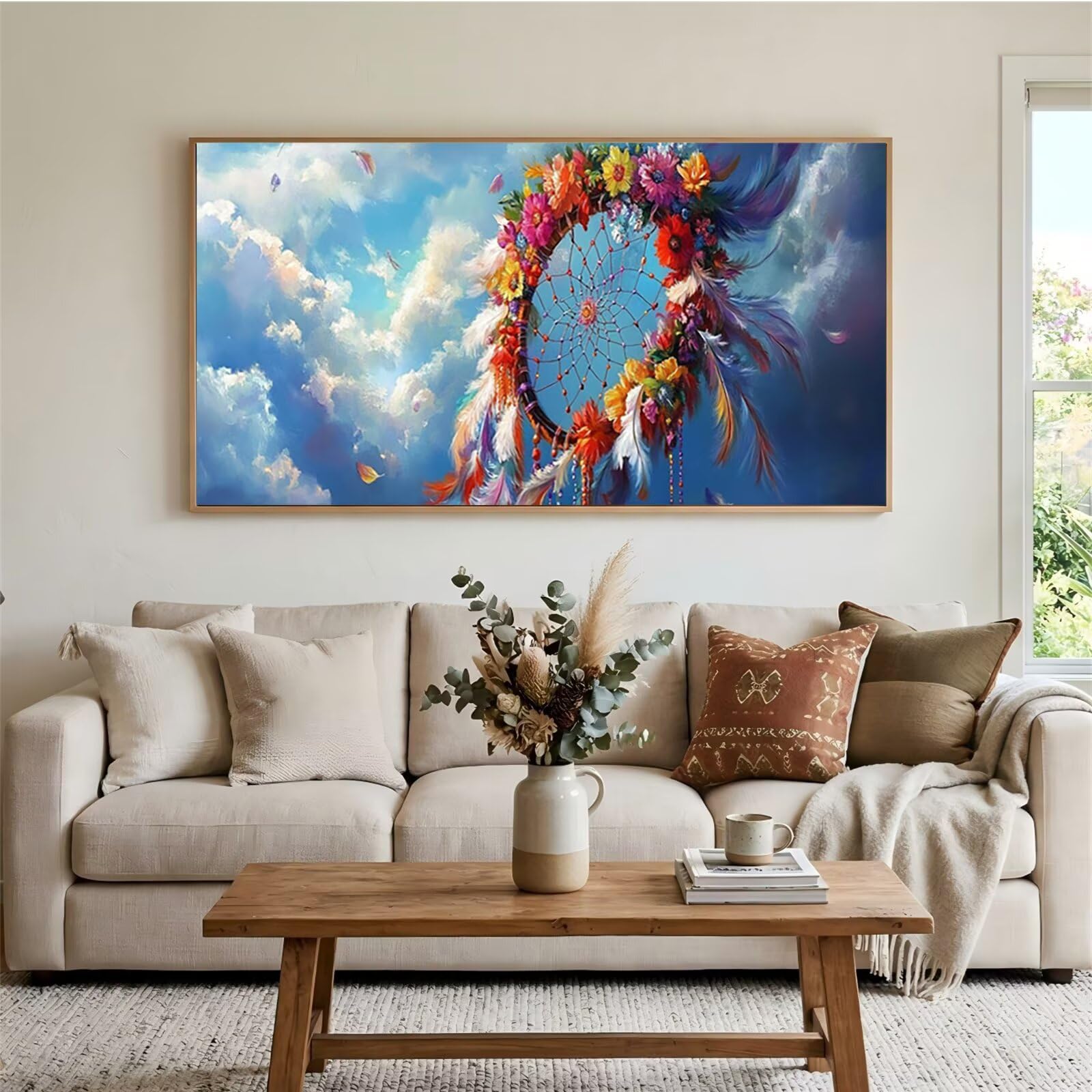 Malarstwo diamentowe z piórami, dla dorosłych, duże, XXL, 90 x 180 cm, 5D, zachód słońca, zestaw do malowania diamentami dla dorosłych, "zrób to sam", haft z narzędziami, malowanie pełne wiertło