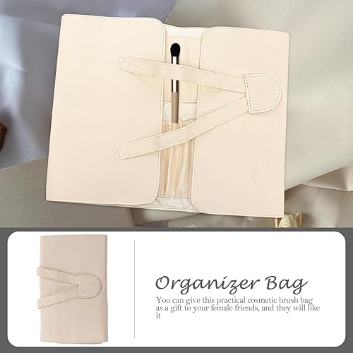 Miniatura 3 de minkissy 2pcsrolling Woman- Almacenamiento PU Llevar Maquillaje Mujeres Organizador Uso Multi Plegable Beige Conveniente Bolsa Multifuncional