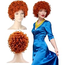 FunnAura Orange Wig for Girls Women, Afro Ladies Curly Fluffy Synthetic Wig 60s 70s 80s Costume Fancy Dress up Cosplay Party