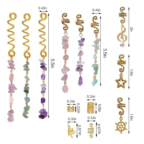 Miniatura 2 de Accesorios para el cabello para mujer, joyería para el cabello para trenzas, accesorios para rastas, cuentas de piedra, clips de piedra, dijes de