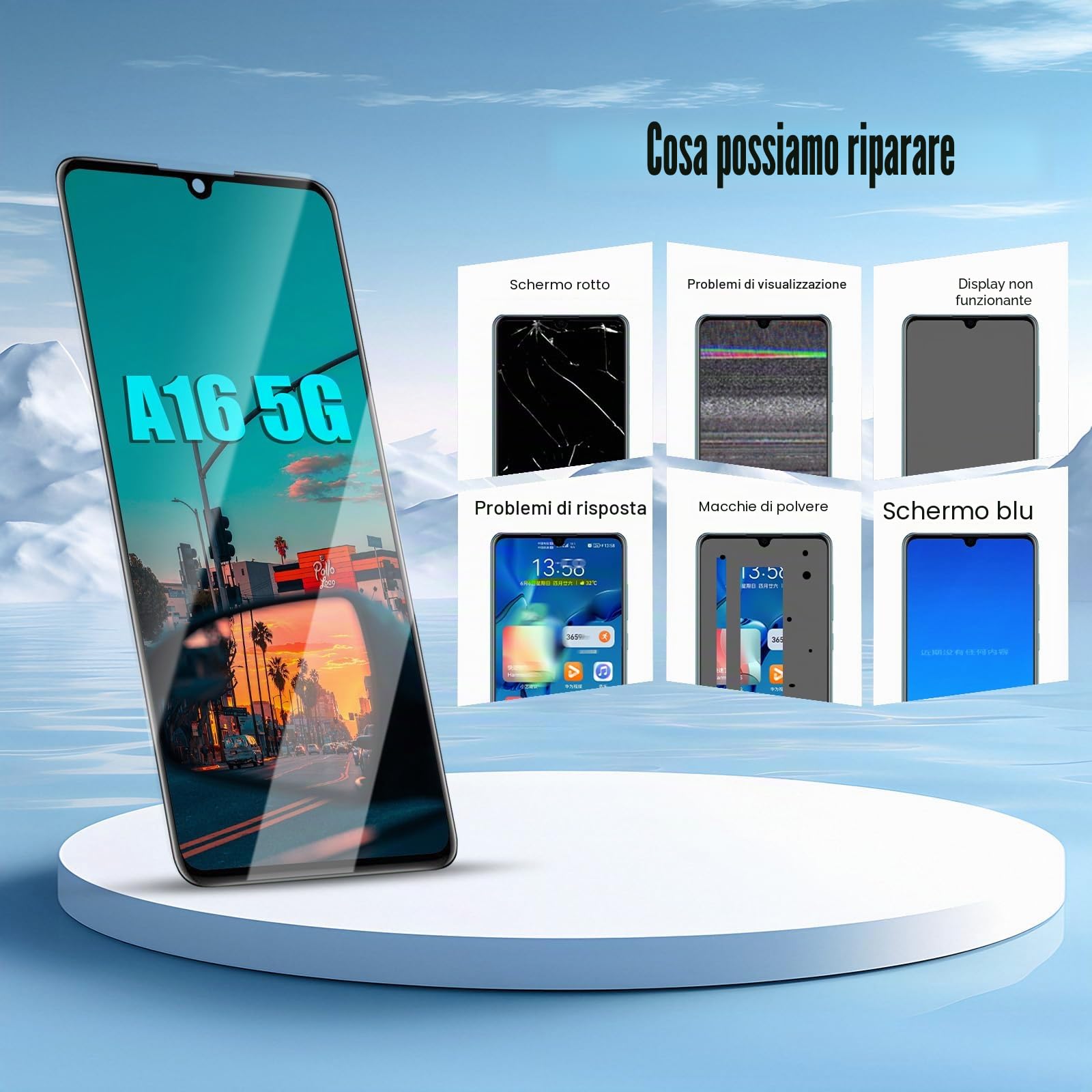 DTD Schermo LCD di ricambio per Samsung Galaxy A16 5G SM-A166B/A166E, schermo tattile di ricambio con strumenti (nero con telaio)