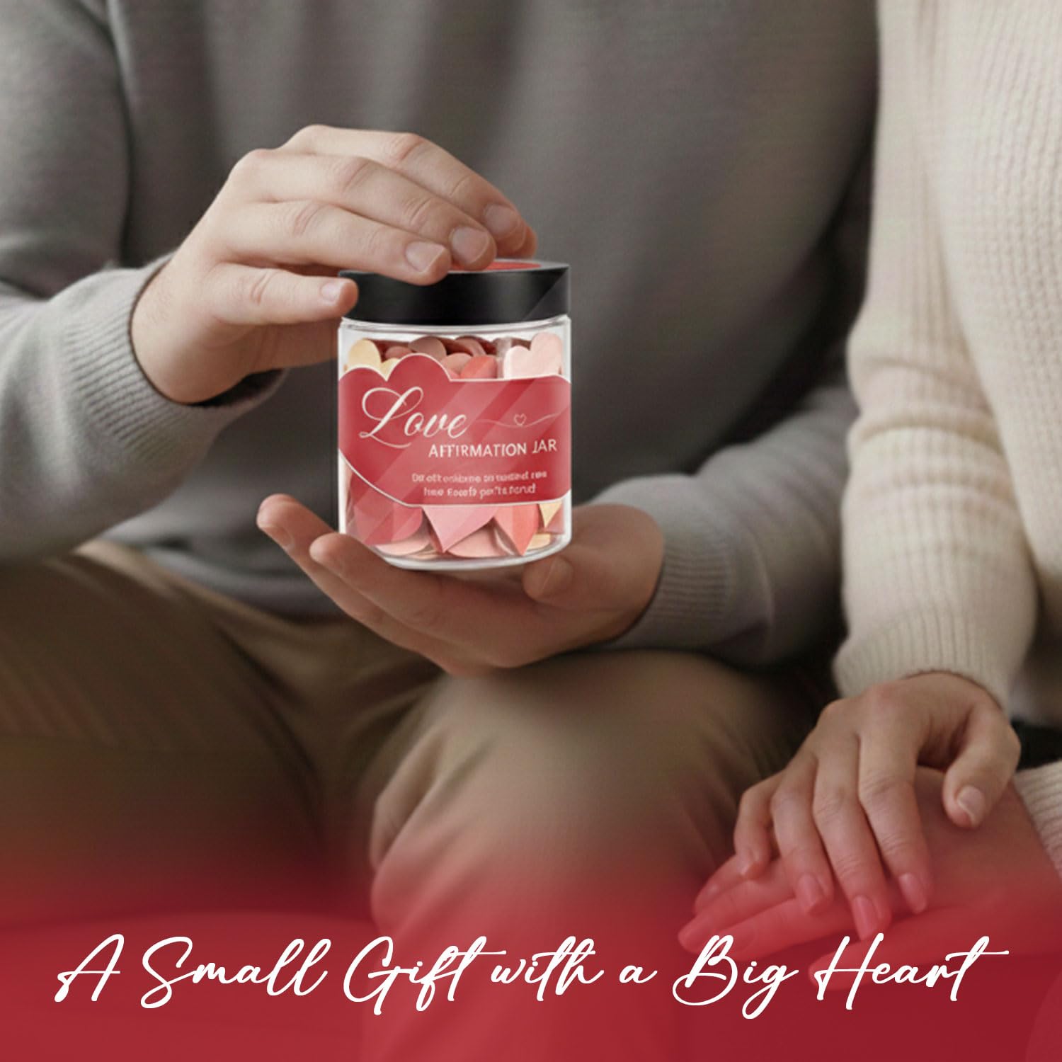 Love Affirmation Jar, Valentines Day Gift for Her or Him, 60 Heartfelt Love Notes, Romantic Gift for Wife, Husband, Girlfriend, Boyfriend, Valentines Day Gift
