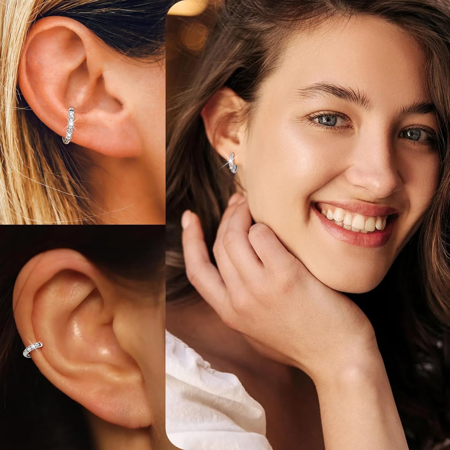 Small Hoop Earrings for Women -Gold Silver Huggie Cartilage Hypoallergenic Earrings for Men Surgical Stainless Steel with Cubic Zirconia for Helix Lobe - Image 3