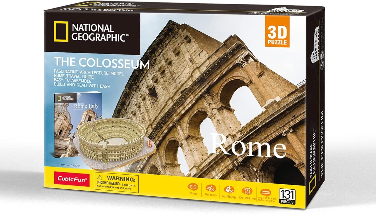 3D Puzzle for Rome's Colosseum. 131 Pieces Suitable for Boys and Girls