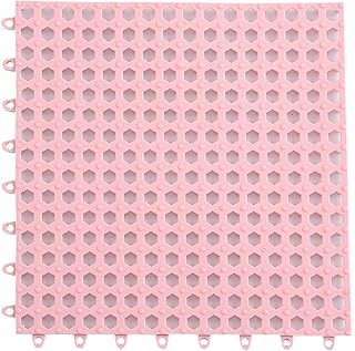 WQZzjm 12 Piezas de baldosas entrelazadas Antideslizantes, Alfombrillas de baño de 30 x 30 cm, Alfombrilla de Drenaje para baño, Ducha, Cocina, bañera, Inodoro, Patio, Barco (Color: Amarillo) (Rosa)