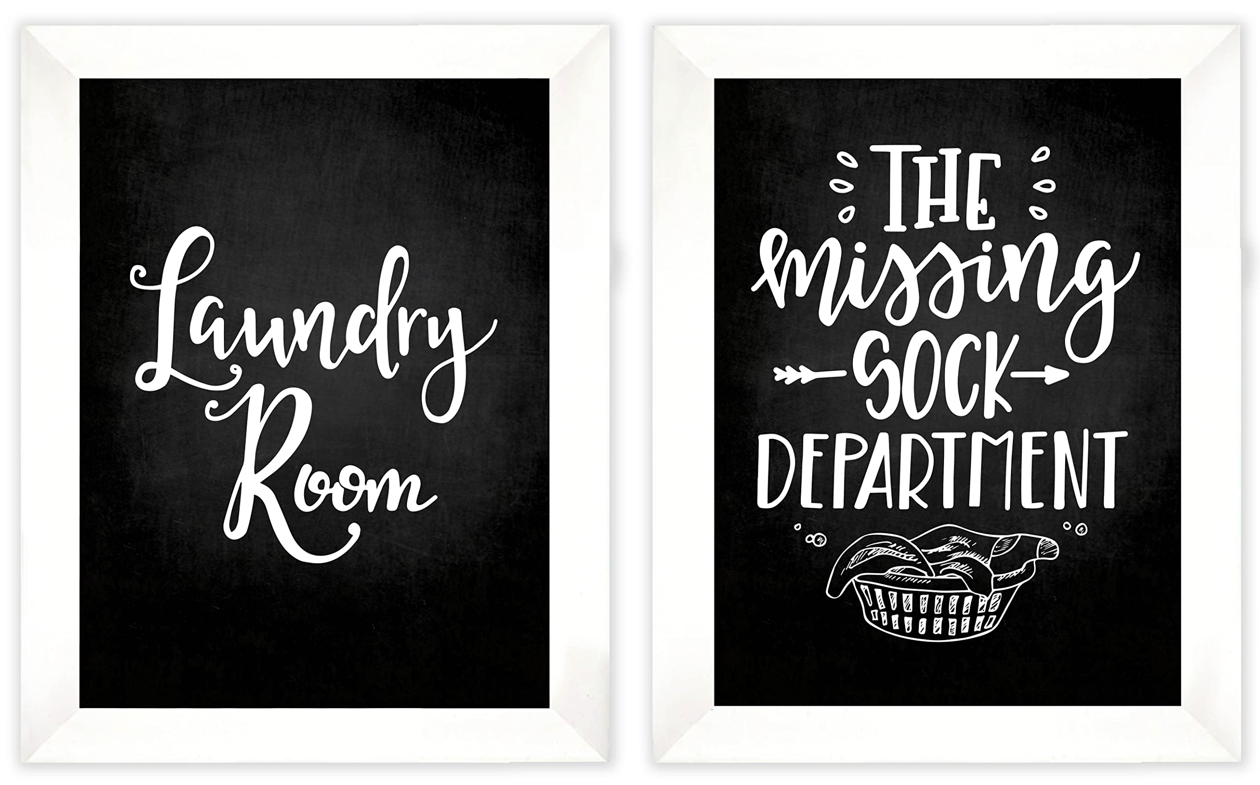 Inkdotpot 2 Piece Laundry Signs for Laundry Room Decor The Missing Sock Department Poster With Frame, Laundry Room Wall Art Signs Framed Wall Decor for Home Laundry, 14x20 Inches (White) — image 1