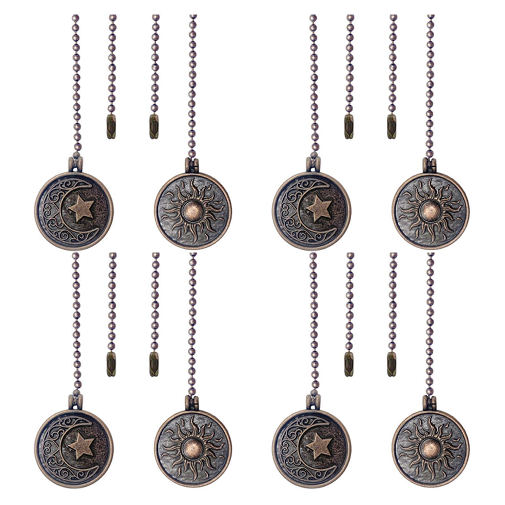 Hndhbfgrt 8Pcs Ceiling Fan Pull Chain Set Pattern Pull Chains Extension Copper Beaded Ball Fan Pull Chain with Ornament