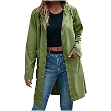 Packable Waterproof Jacket Womens Foldable Rain Jackets Lightweight Hooded Long Raincoat Windproof Jacket Ladies Breathable Functional Coats for Cycling, Running, Daily Use Active Outdoor