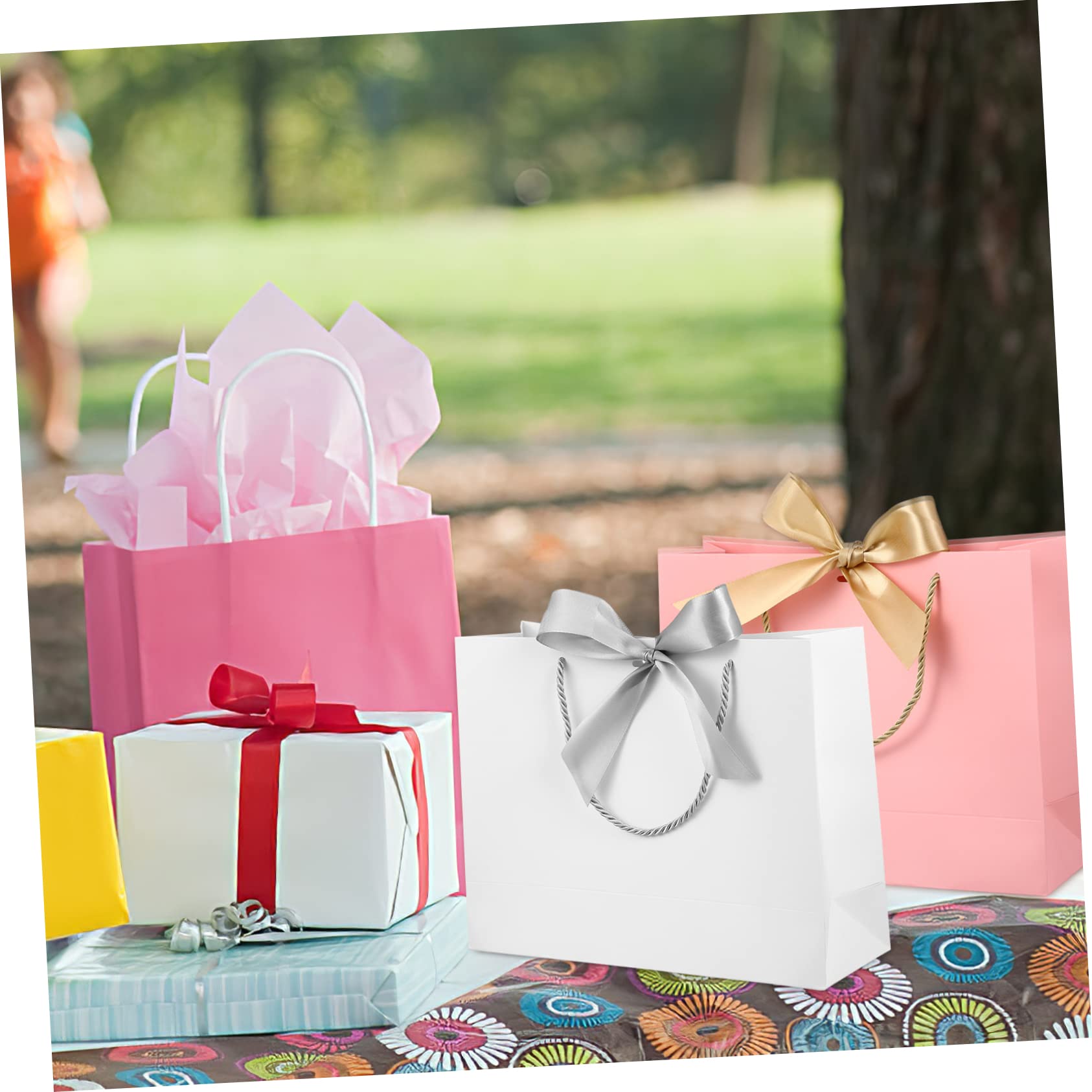 SOESFOUFU 10stücke Papiertüten Mit Griffen Geschenktüten Aus Papier Tragbare Einkaufstüten Für Partys Hochzeiten Feiern Und Shopping
