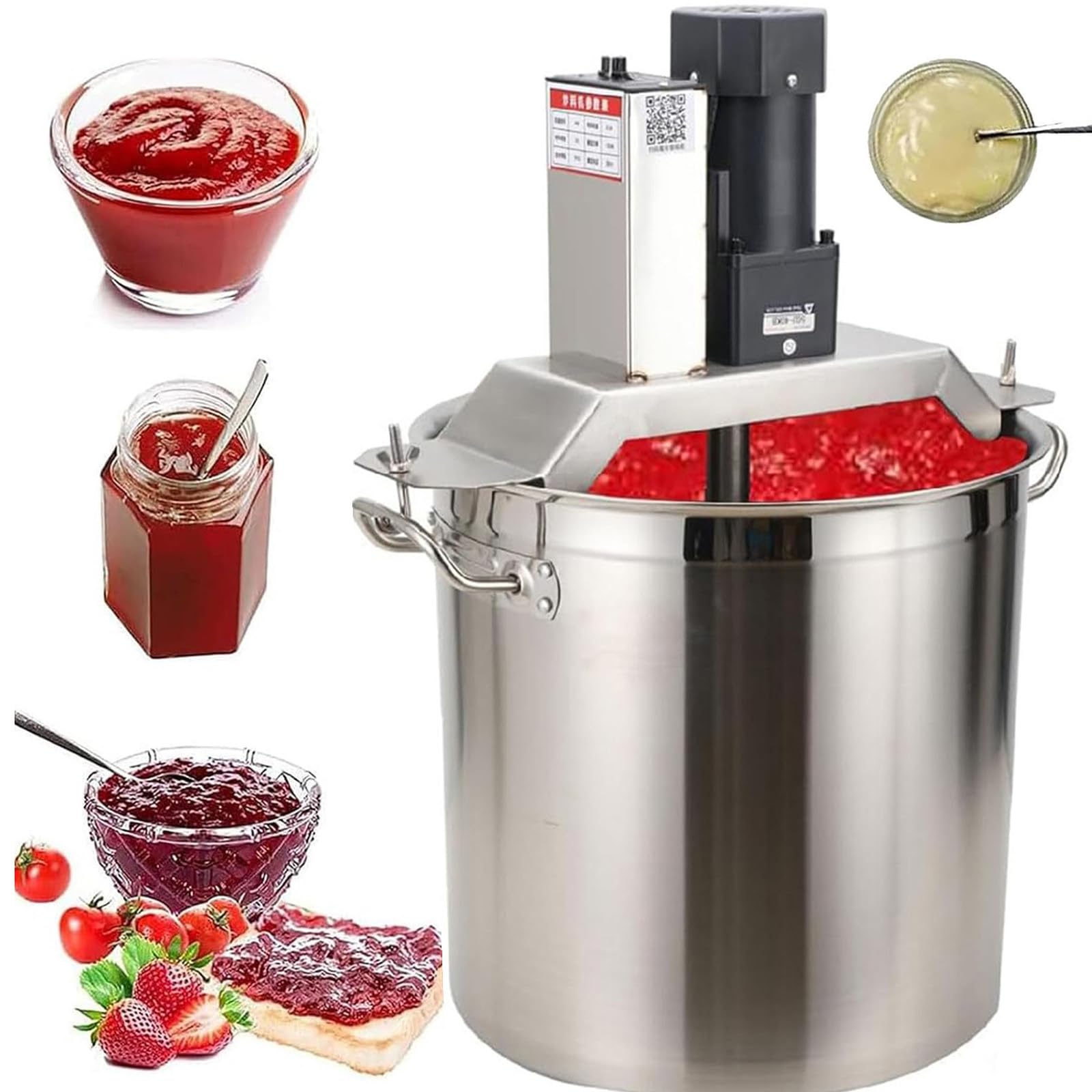 GLJTUO Electric Mixer Machine,Automatic Food Mixer with Adjustable Stirring Speed, Stainless Steel Construction for Hot Pot Seasoning, Soup Sauce, and Frying Applications,40l