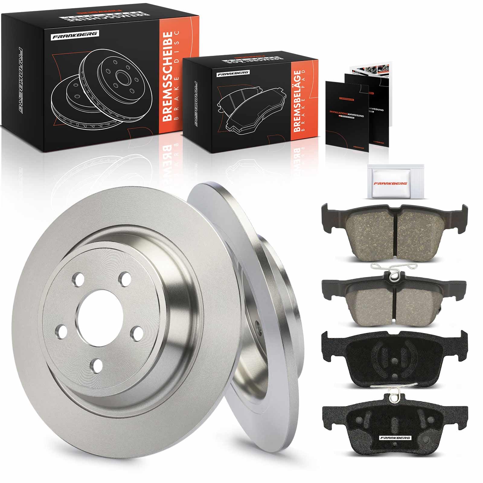 Frankberg Klocki hamulcowe, tarcze hamulcowe, kompatybilne z Galaxy 2015-2025 Rear Brake Rotors + zestaw 2 par zamienników KTJ1GC2M007AA
