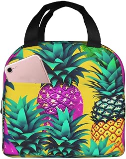 Färgglad ananas tryck lunchlåda vuxen för kvinnor män återanvändbar isolerad lunch tygväska för arbete picknick