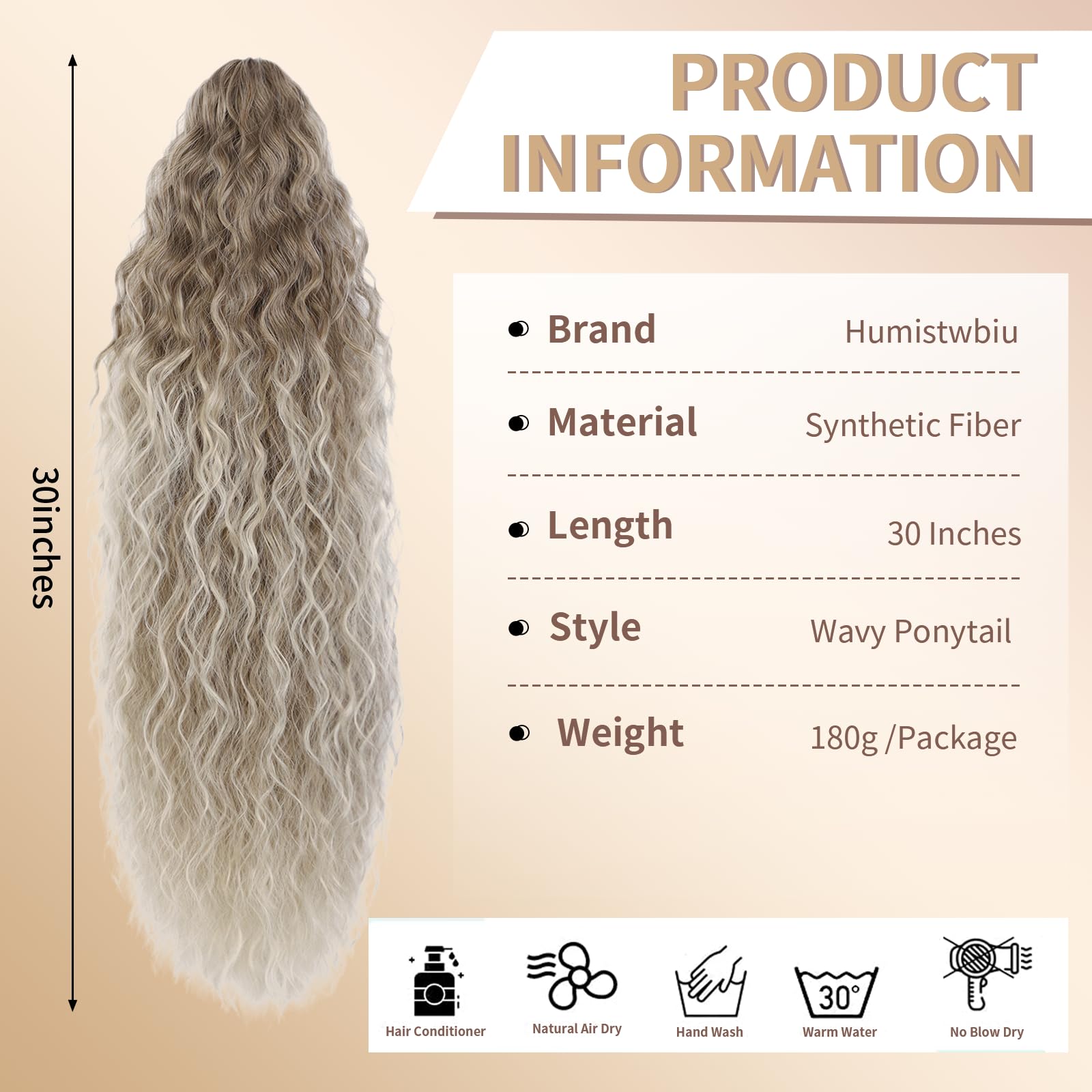 Humistwbiu Claw Clip Ponytail Extension for Women 30 Inch Long Ponytail Hair Piece Wavy Curly Synthetic Hairpieces - Image 2