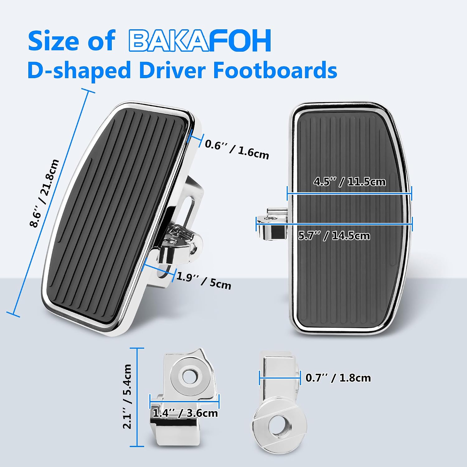 D-shaped Driver Footboards Front Rider Foot Rest Floorboards for Indian Scout Sixty Bobber 2015-2025 Models Foot Pegs Accessories(Chrome, Stripe A)
