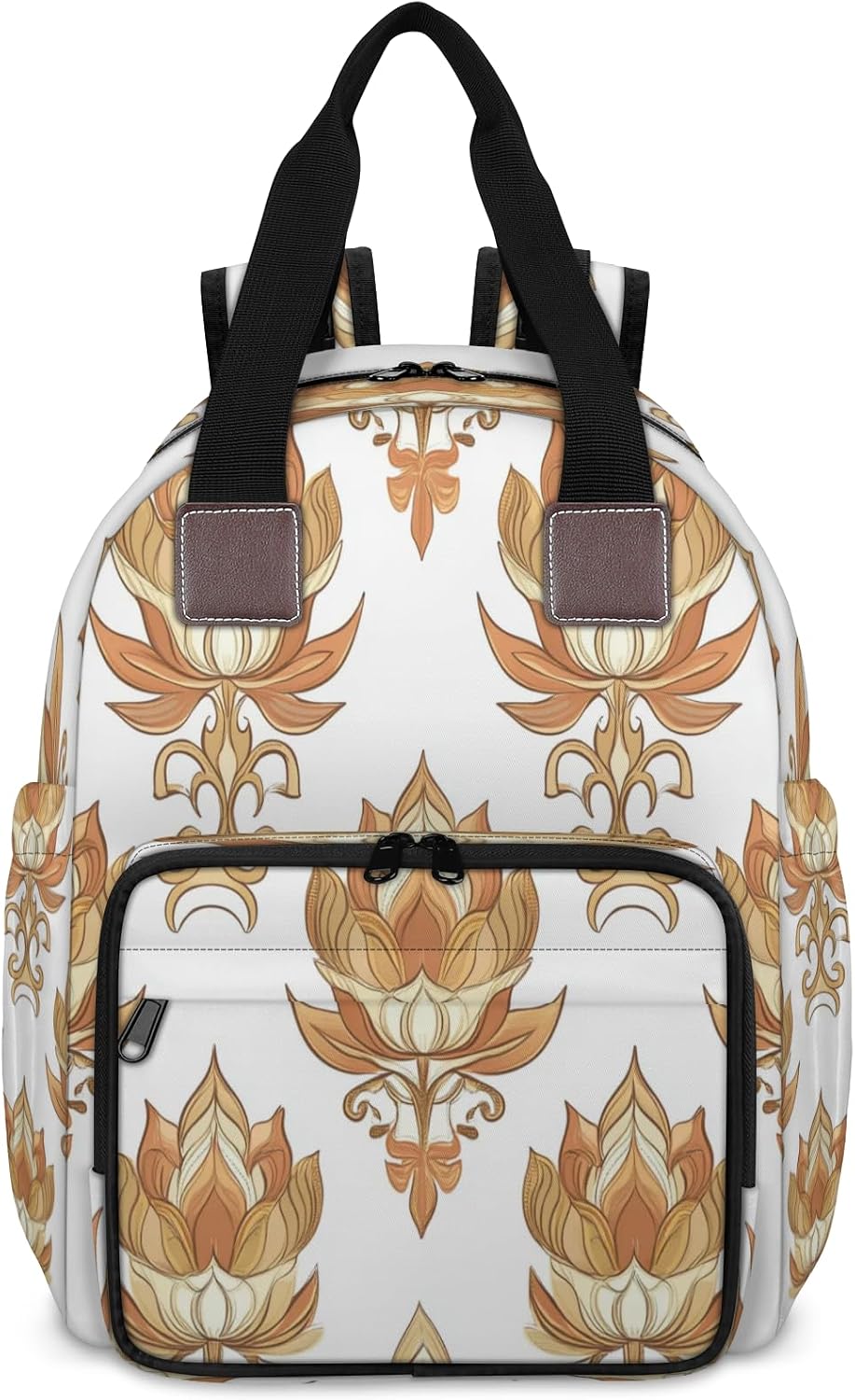 Lotus Diaper Bag Backpack Essentials Travel Tote Multifunction Waterproof Bag with Stroller Straps USB Charging Port Floral