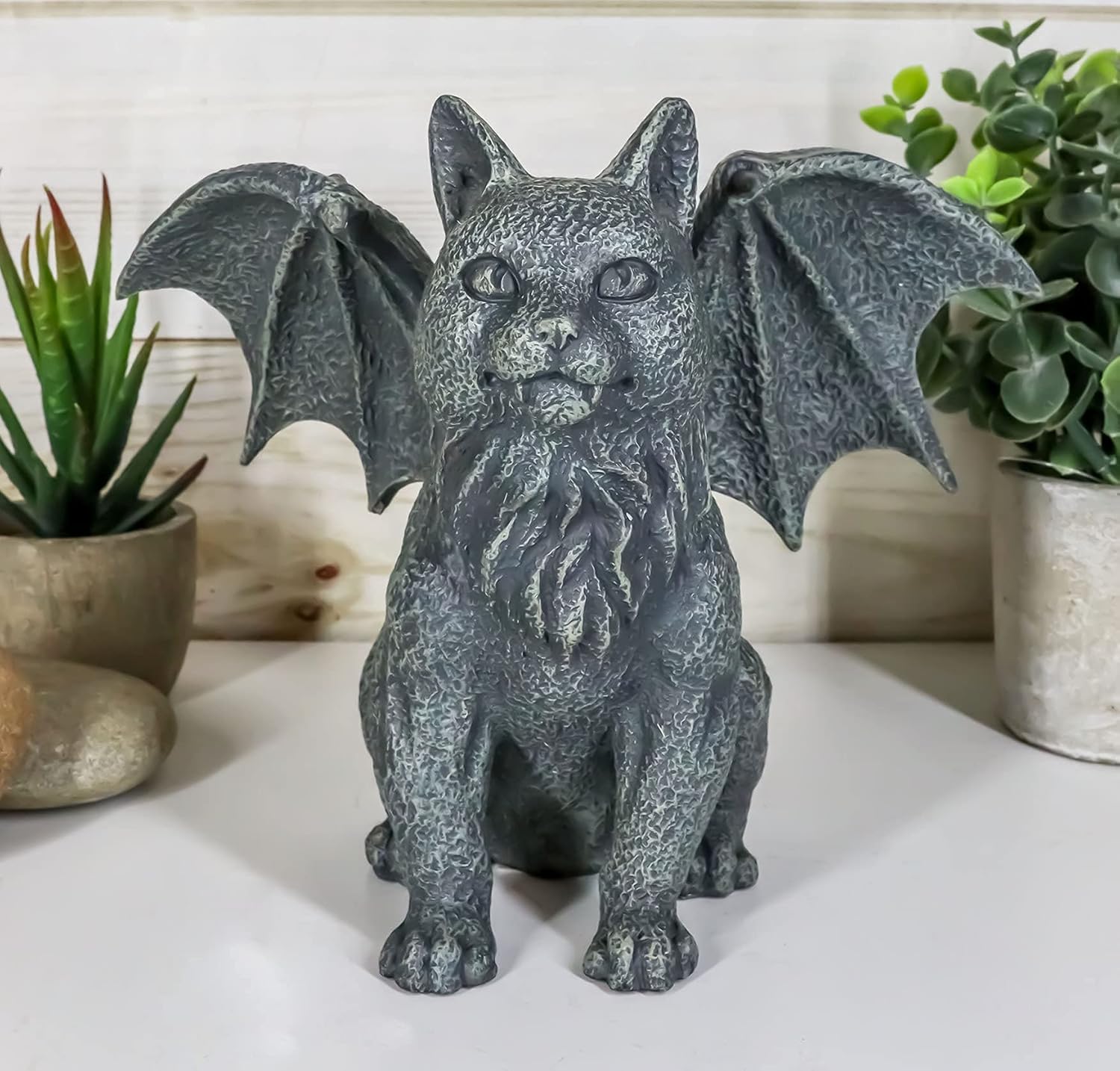 Ebros Gift Gothic Guardian Winged Feline Cat Vampire Gargoyle Desktop Paperweight Figurine 6 1/8" H Medieval Renaissance Cathedral Castle Rooftop Architecture Themed Statue