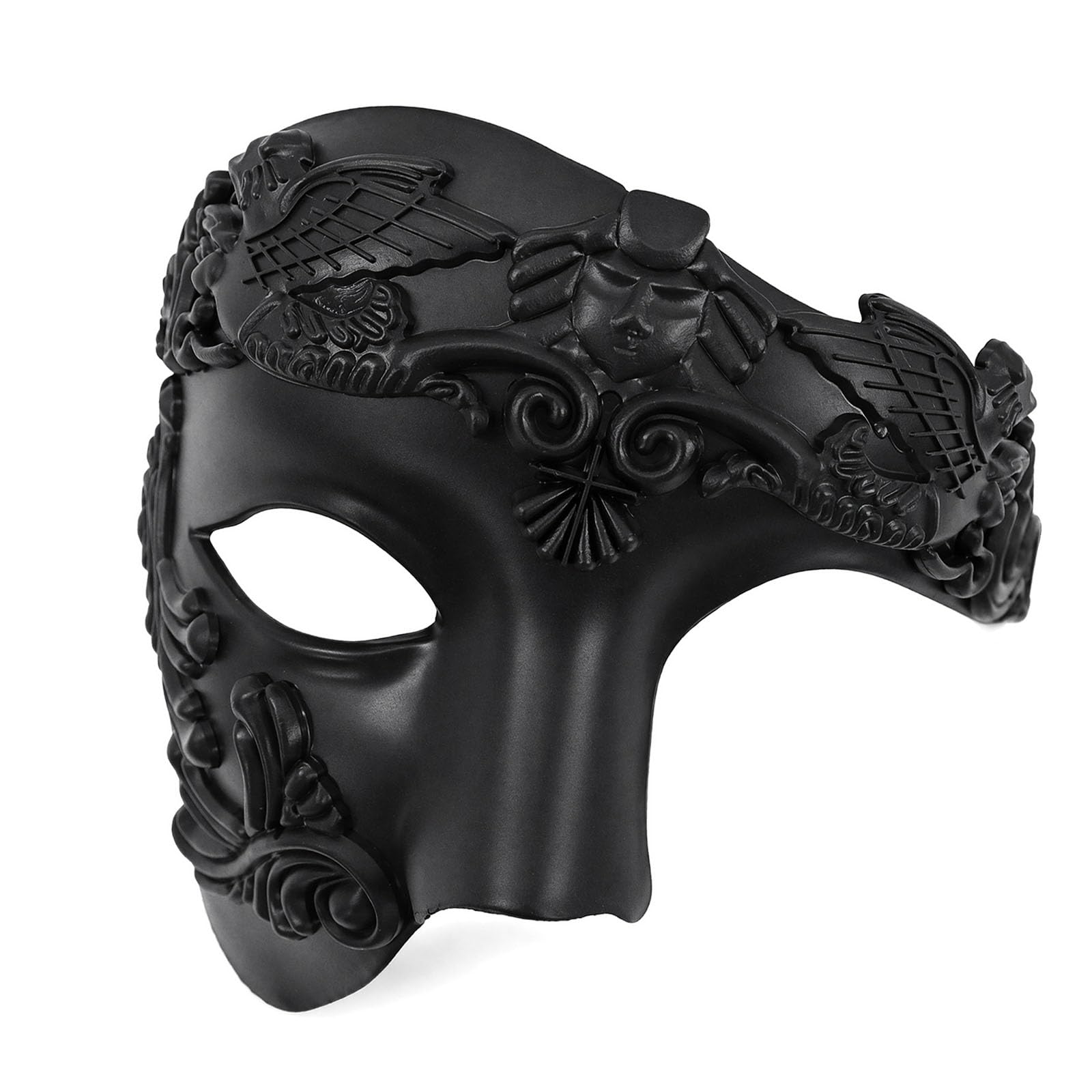 Dooaqiin Masquerade Mask Menn, Classic Phantom of the Opera Venetian Half Face Design, Premium Fancy Dress Costume Accessory for Carnival, Mardi Gras and Ball Parties, Black